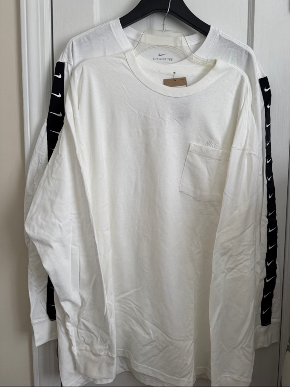 Nike White Long-Sleeve Pocket Tees